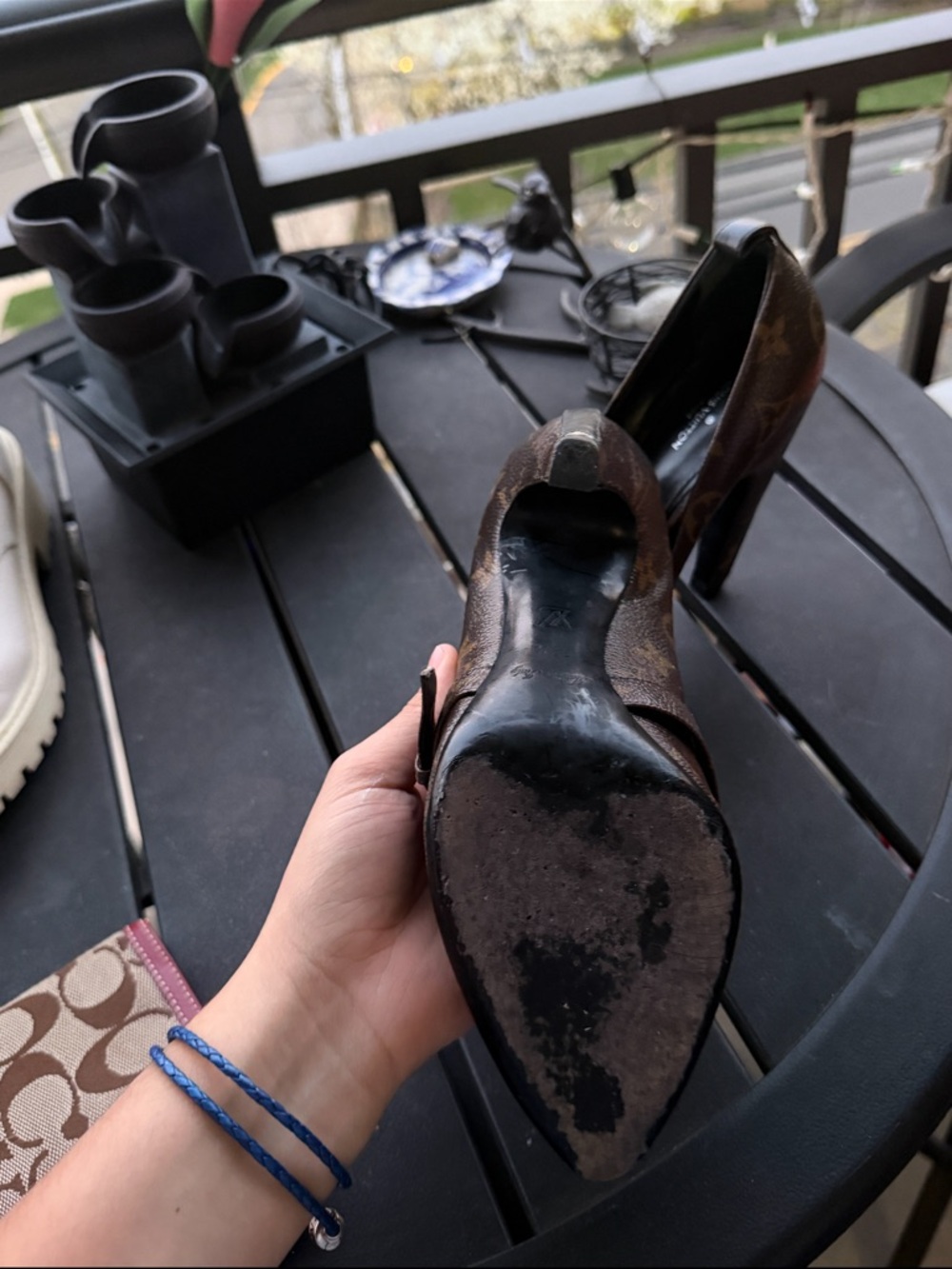 Louis Vuitton Dark Brown Monogram Mary Jane Pumps - Picture 3 of 4